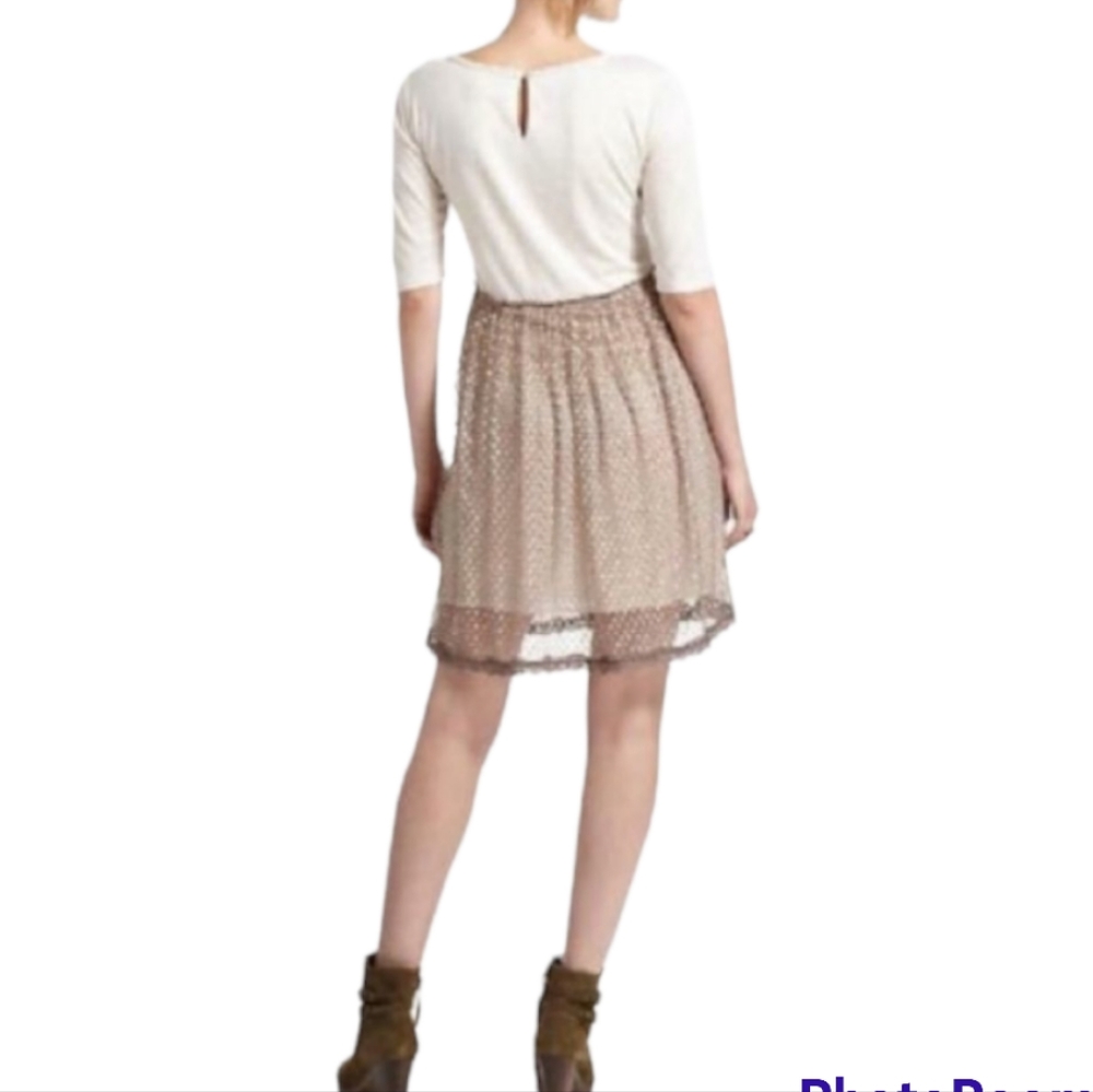 ANTHROPOLOGIE LILI'S CLOSET LACE OVERLAY DRESS, BEIGE/BROWN M - Picture 2 of 12